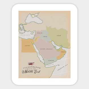 Illustrated map of the Middle East Sticker